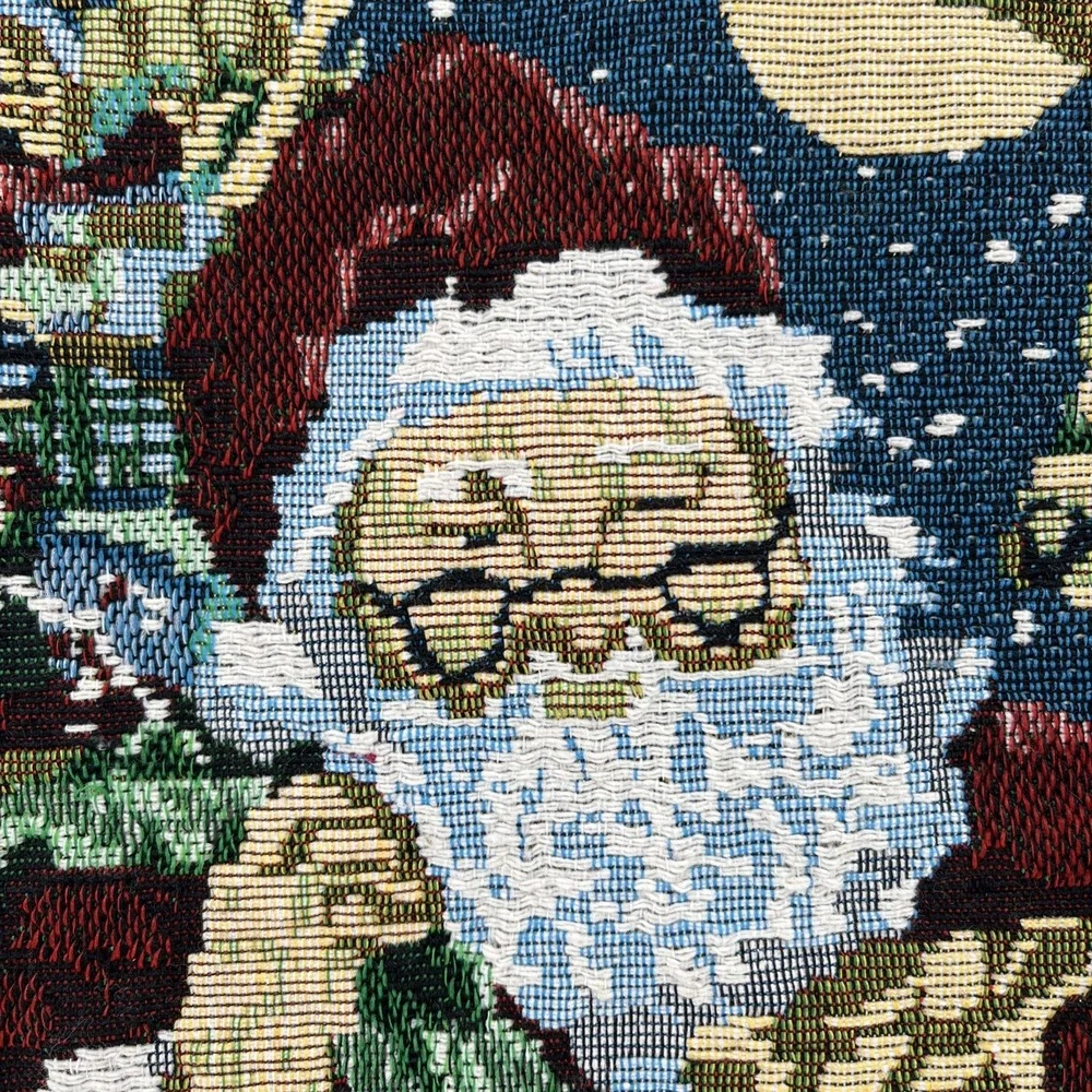 Tapestry Christmas Stocking Santa Toy Sack Down Chimney Roof Checking List 17.5